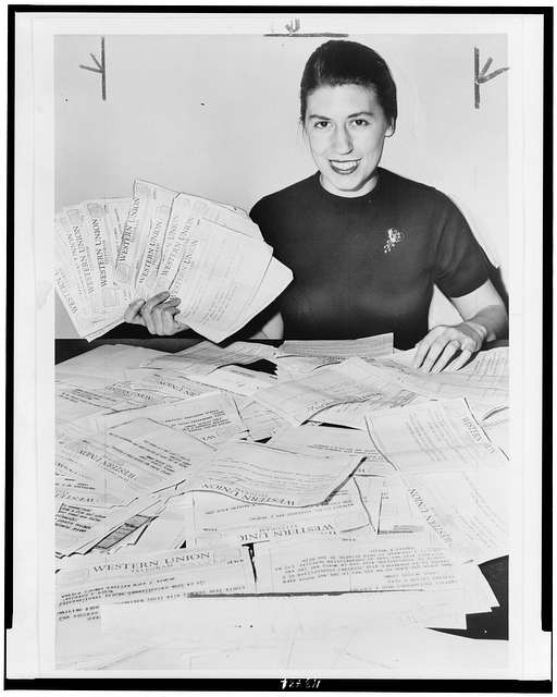 Secretary with telegrams