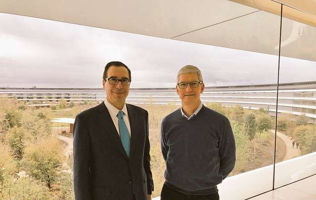 Steven Mnuchin and Tim Cook