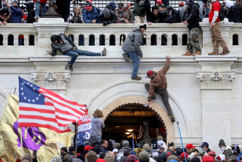 The U.S. Capitol Building is stormed by a pro-Trump mob on Jan. 6, 2021